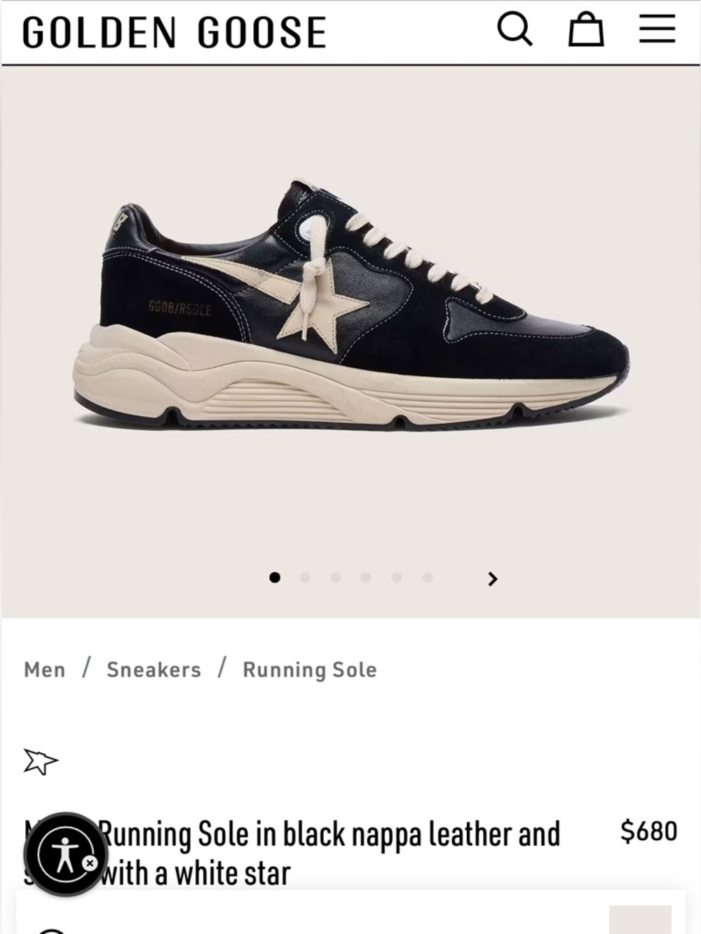 Authentic Golden Goose Running Sole Sneakers in Black and Cream